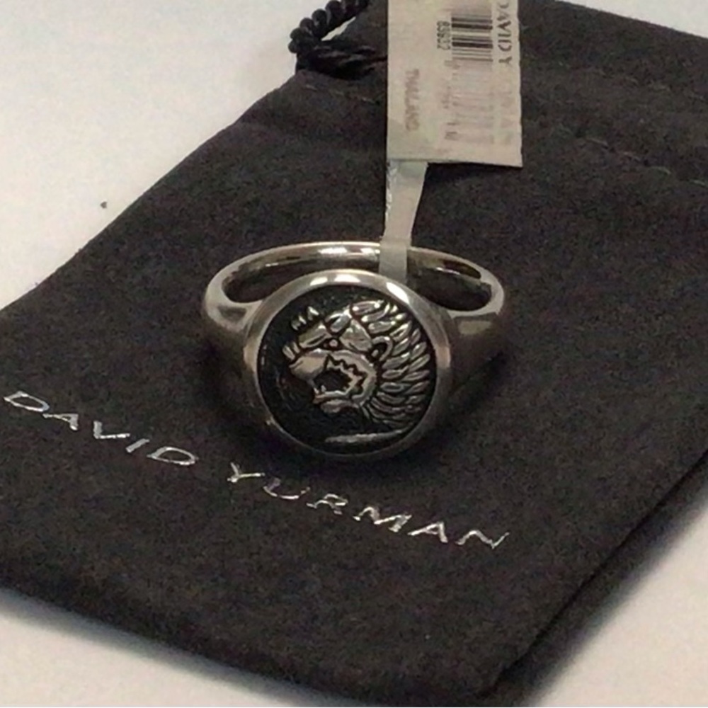 David Yurman Sterling Silver Petrvs Lion Pinky Ring NWT